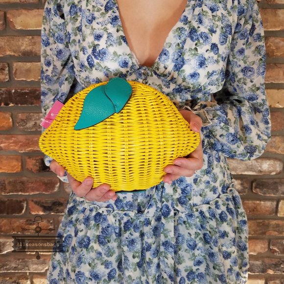 kate spade Handbags - Lemon Crossbody Kate Spade Wicker Picnic Yellow